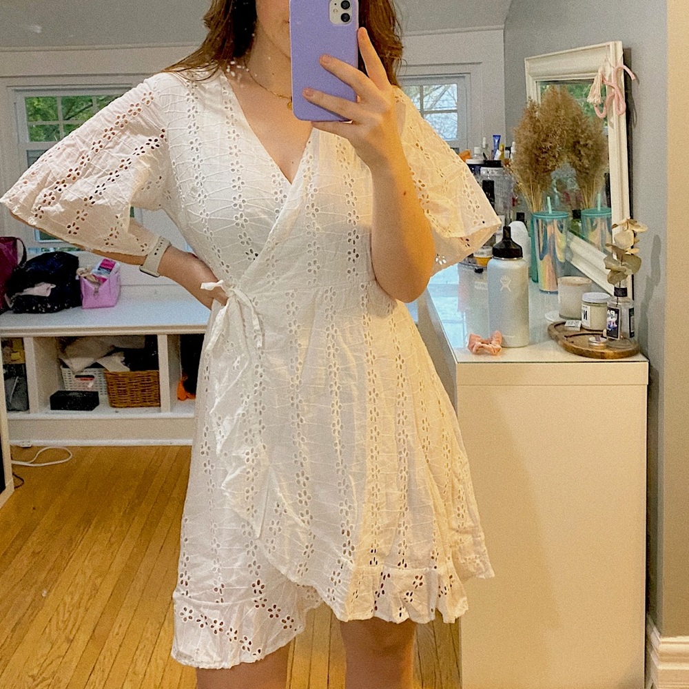 White wrap dress for spring and summer